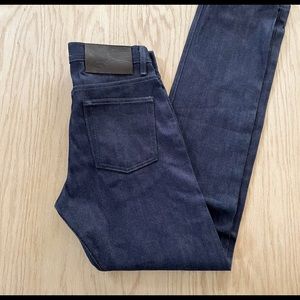 Naked and famous weird guy indigo Selvedge raw denim jeans. Size 31